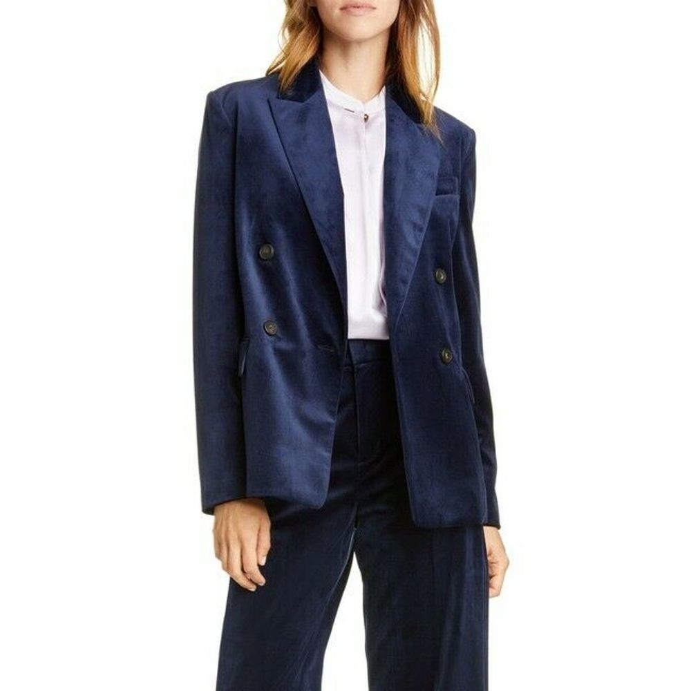 Vince Velvet Blazer 6 Double Breasted Peak Lapel